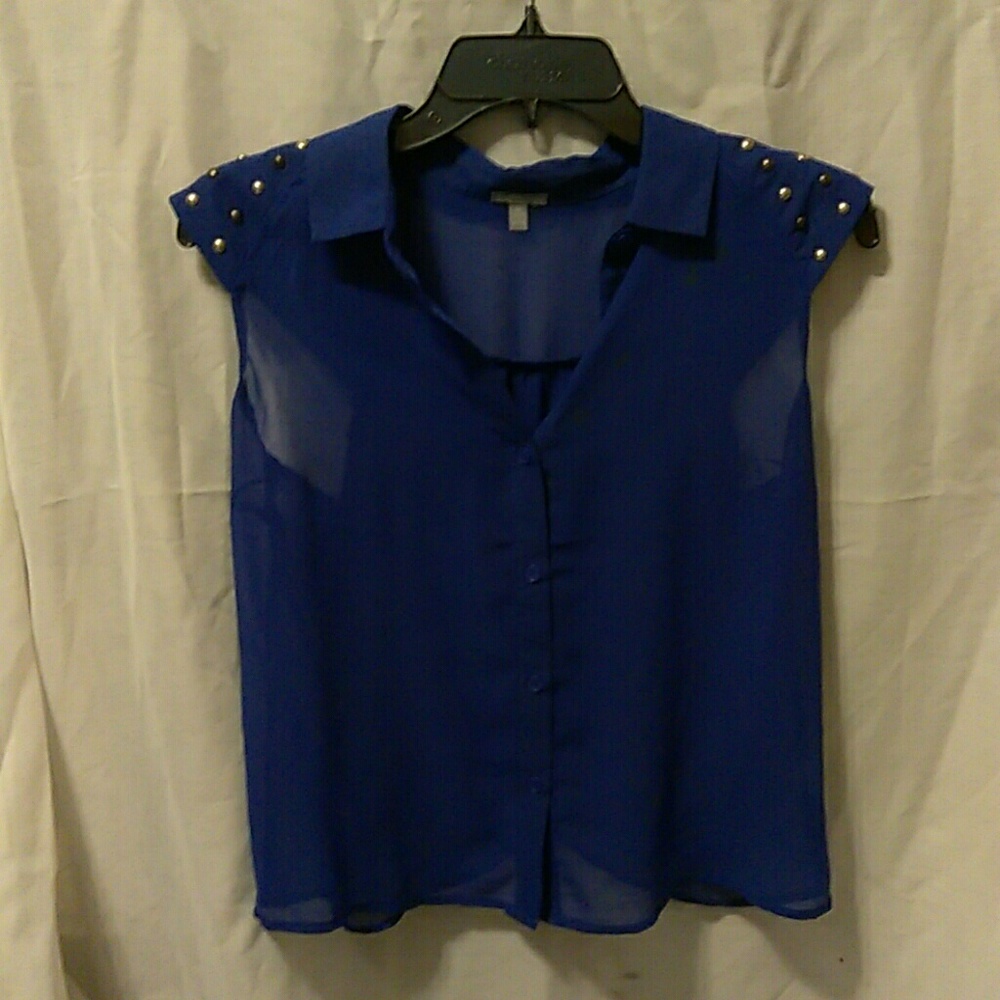 Sheer royal blue blouse